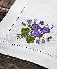 Veilchen-Servietten bestickt, 2er-Set